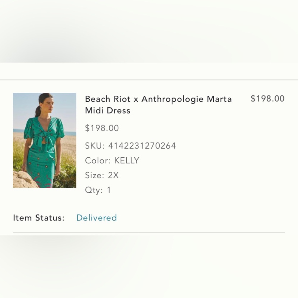 Anthropologie Green Midi Dress with Pink & White Motif - Picture 11 of 14
